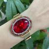 Bling Pietra di Cristallo Sintetico Catena per Cintura in Acciaio Inossidabile Braccialetti Braccialetto di Cristallo di Tormalina Naturale per Regalo Donne Festa Matrimonio