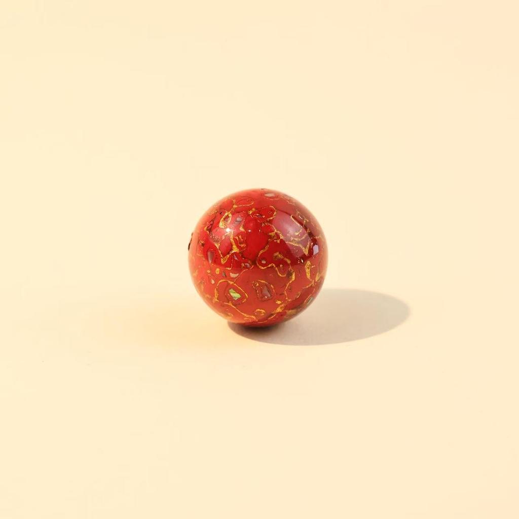 18mm Handmade Lacquer & Mother-of-Pearl Beads: Intangible Cultural Heritage Buddhist DIY