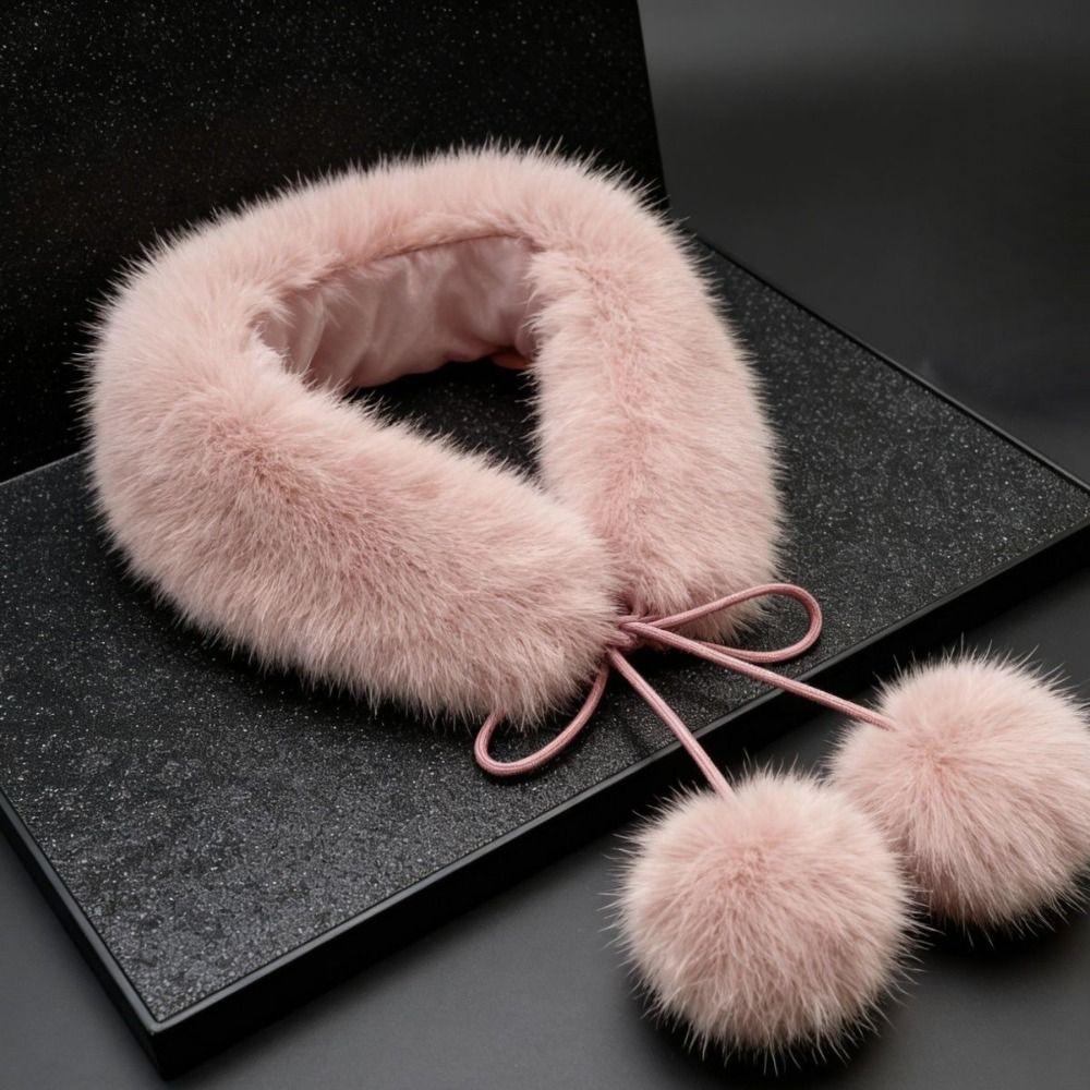 Soft Plush Fur Collar Scarf Faux Fur Fur Collar Shawl New Pom Pom Scarf Women