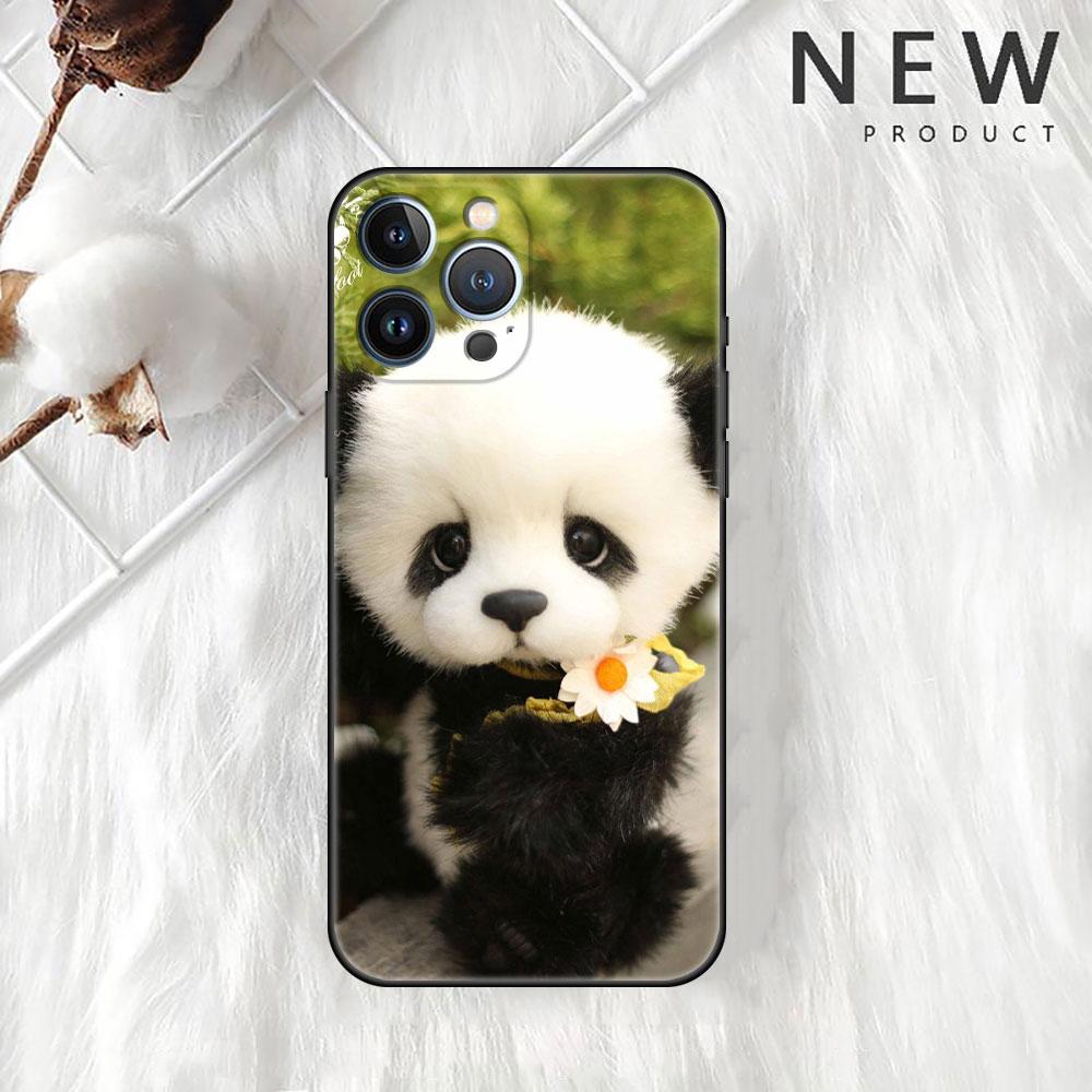 Niedliche Cartoon Tier Panda Hülle für Apple iPhone 14 Pro Max 13 11 12 Mini SE 7 8 Plus X XS 6 6S Silikon Handyhülle Weiche Funda