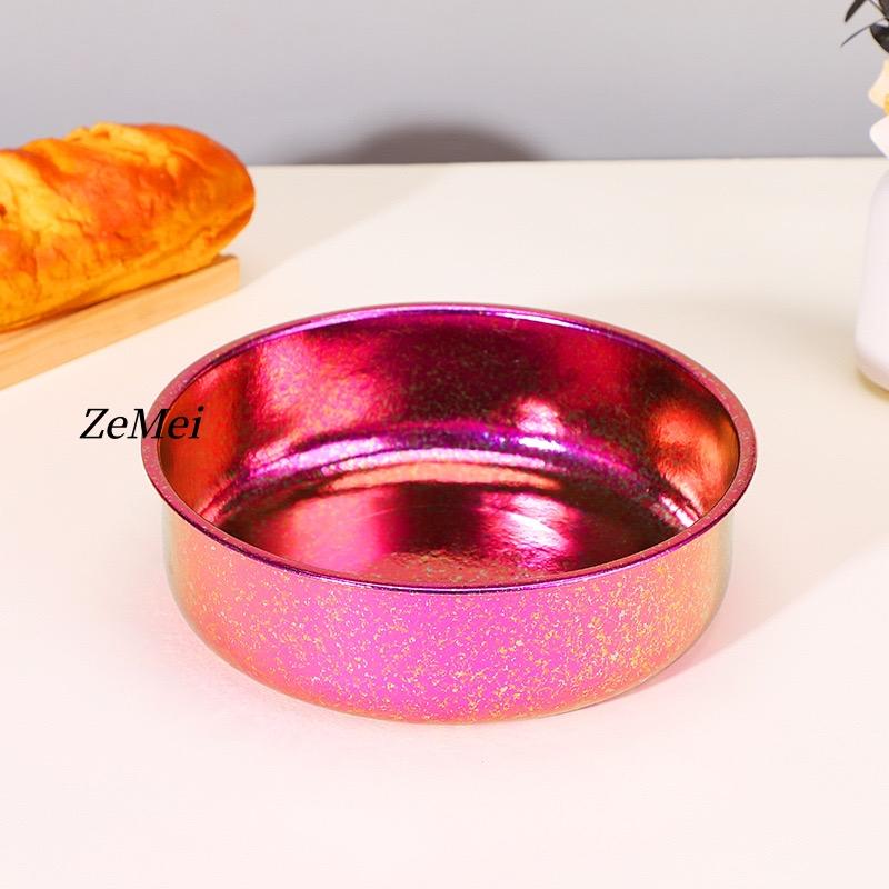Pure Titanium Ice Flower Double-Layer Pasta Plate,Western Round Basin, Fruit Storage Plate for Home and Camping, Large Tableware