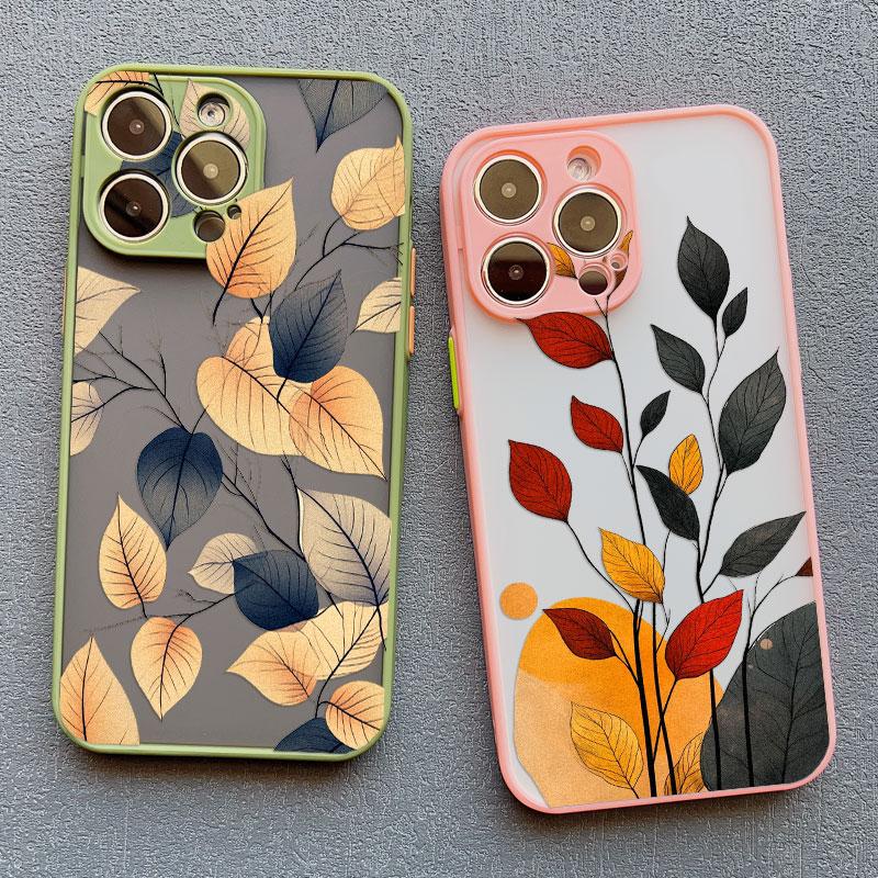 Vintage Flower Leaves Phone Case For iPhone 16 15 14 Pro Max Plus 13 12 11 Mini Pro Max X XR XS 8 7 Plus SE2 Shockproof Shells