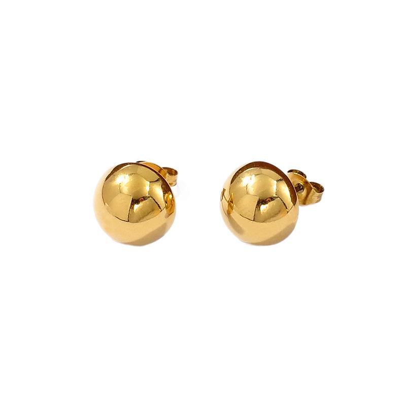 Elegant 18K Gold-Plated Stainless Steel Semi-Circular French Flower Earrings
