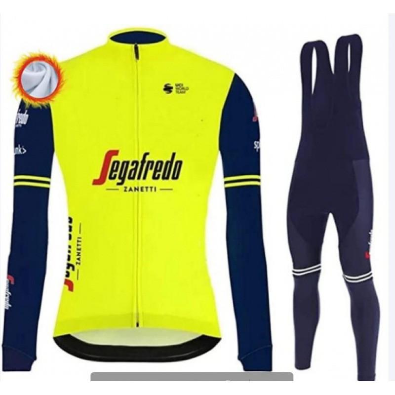 Set Maglia da Ciclismo in Pile da Uomo Invernale Termico Manica Lunga Abbigliamento da Bici per Ciclismo con Clima Freddo