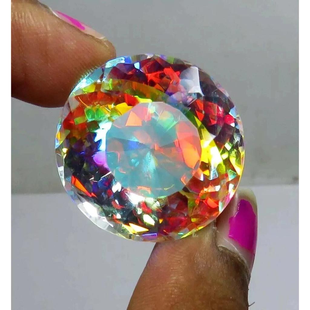 Amazing Rainbow Color Mystic Topaz Natural 50-52 Ct Round Cut Fabulous Gemstone