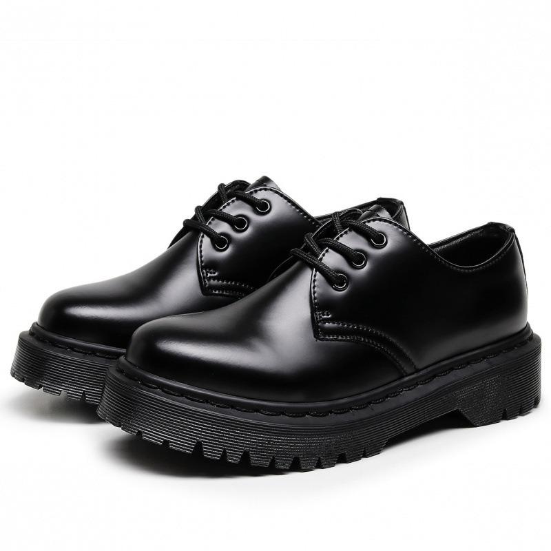 1 dicker Boden Loch kleine Lederschuhe weiblich, niedrig geschnitten Leder runde Spitze lässig Student mitteldick locker