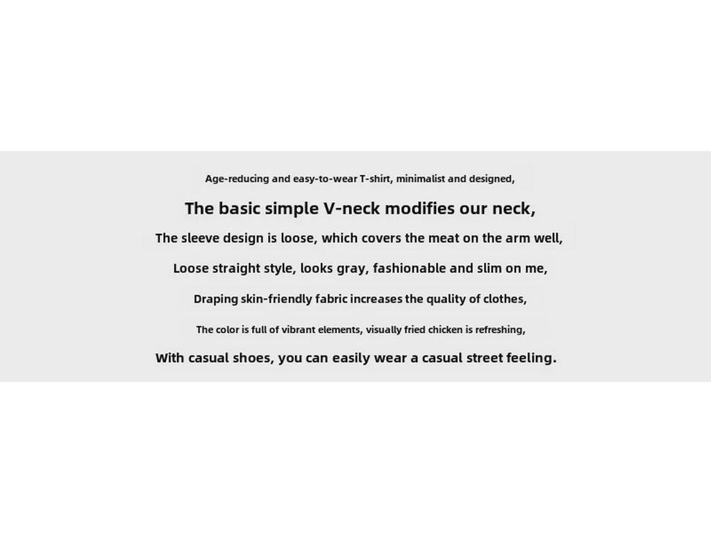 Korean Style Plus Size V-Neck Women's T-Shirt - Summer 2024 Trendy, Slimming, Solid Color, Short Sleeve Top