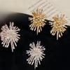 Korean Exquisite Shining Brightly Rhinestone Snowflake Stud Earrings for Women Bride Wedding Temperament Jewelry Accessory Gift