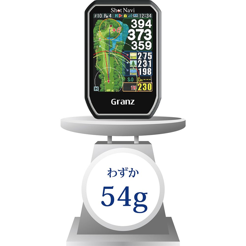 Shot Navi Granz BK Golf GPS with Touch Large Made in Equipped with the Latest GPS Michibiki L1S Competition Elevation Difference Panel, Text,