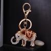 New Design 3D Enamel Elephant Crafts Key Holder Fashion Crystal Animal Bag Pendant Unique Jewelry Gift Bag Charm