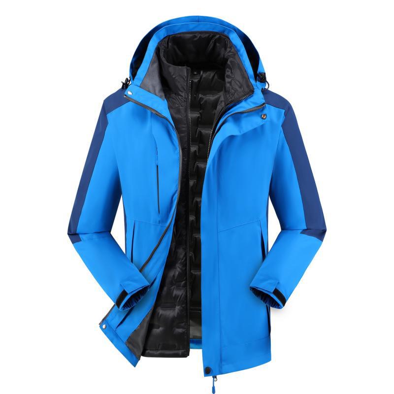 Custom Logo 3-in-1 Windbreaker with Fleece Down, Warm Jacket for Autumn/Winter, Embroidered Workwear.