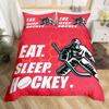 Ice Hockey Duvet Cover Hockey Sports Event Comforter Cover For Boys Girls Eat Sleep Hockey Winter Sports Hobby Bedding Set
