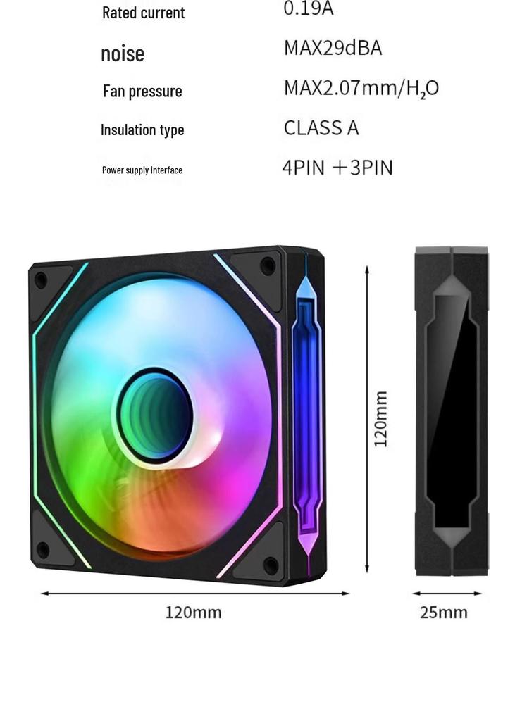 Prism 4Pro 12cm ARGB PWM Temperature-Controlled 5V 3-Pin Desktop Cooling Fan