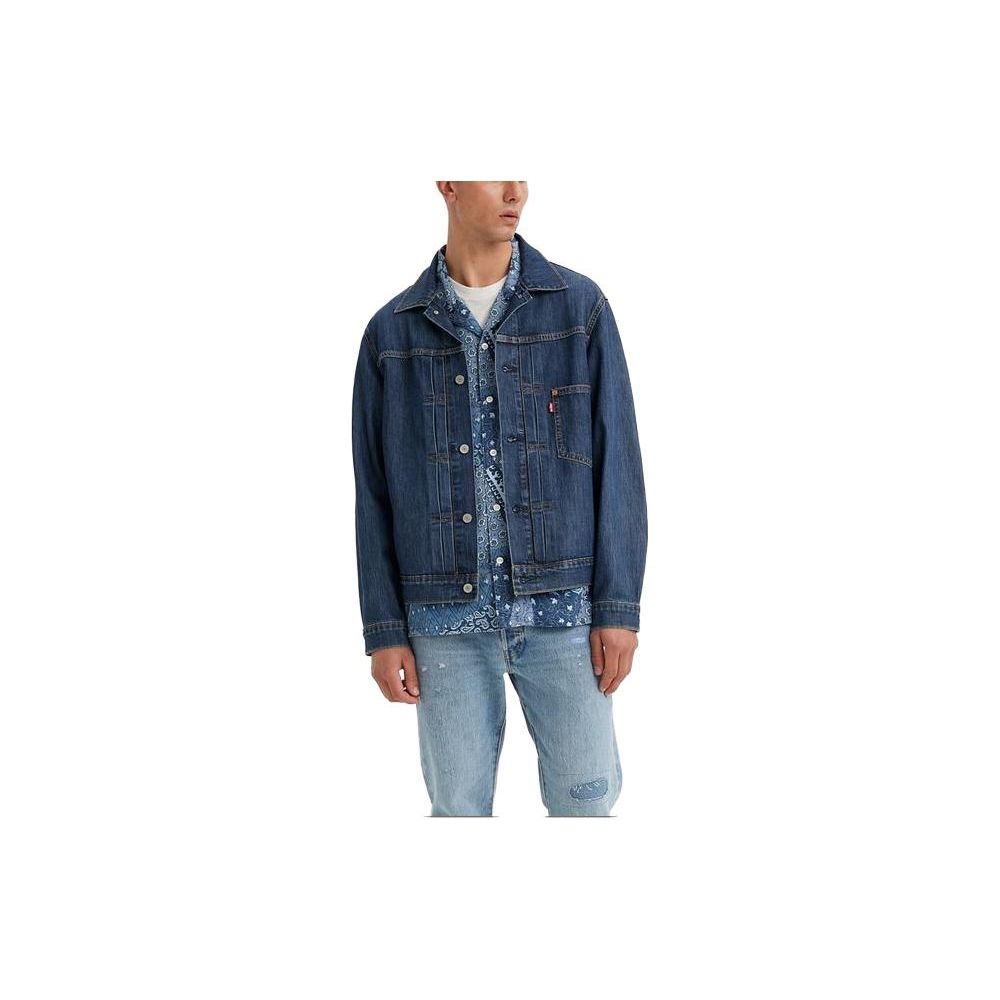 Levis Vypraná džínová bunda s jedním knoflíkem a dlouhým rukávem Pánské bundy Námořnická modrá A3174-0001