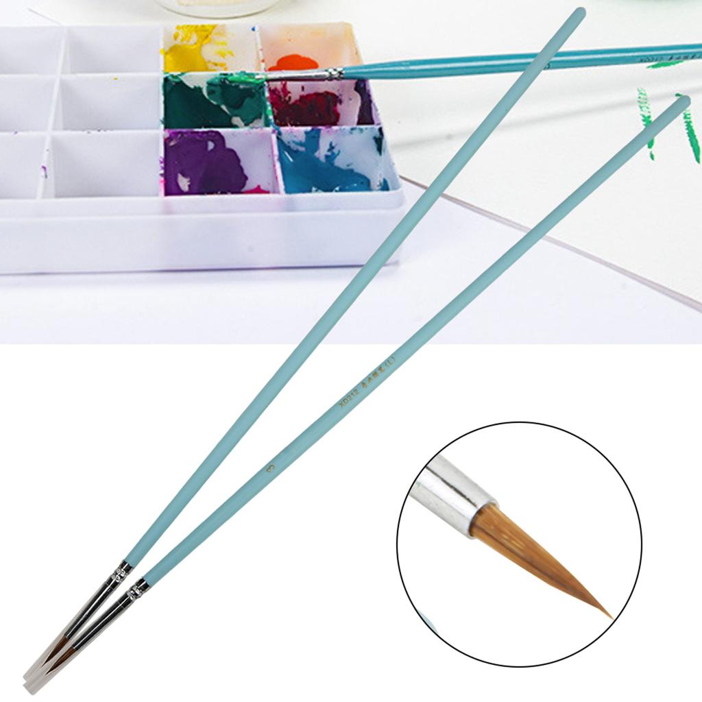 2Pcs Watercolor Painting Brush Wood Handle Nylon Wolf Hair Drawing Tool Art Supplies