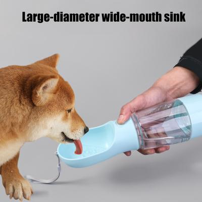 Dog Water Bottle with Food Container And Poop Bag Dispenser 3-in-1 Leak-Proof Portable Pet Water Dispenser for Walking Hiking Travel