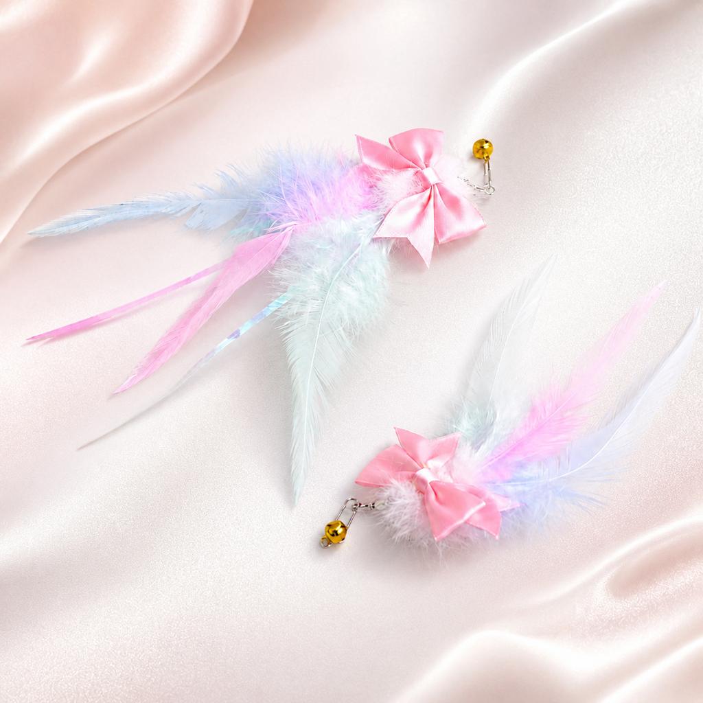1PC/2PCS Feather Pet Bow Tie Toys Cat Teaser Replacement Head Wand Accessories
