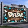 2D Blue & Wood Father's Day Backdrop "Happy Father's Day" Party Decor