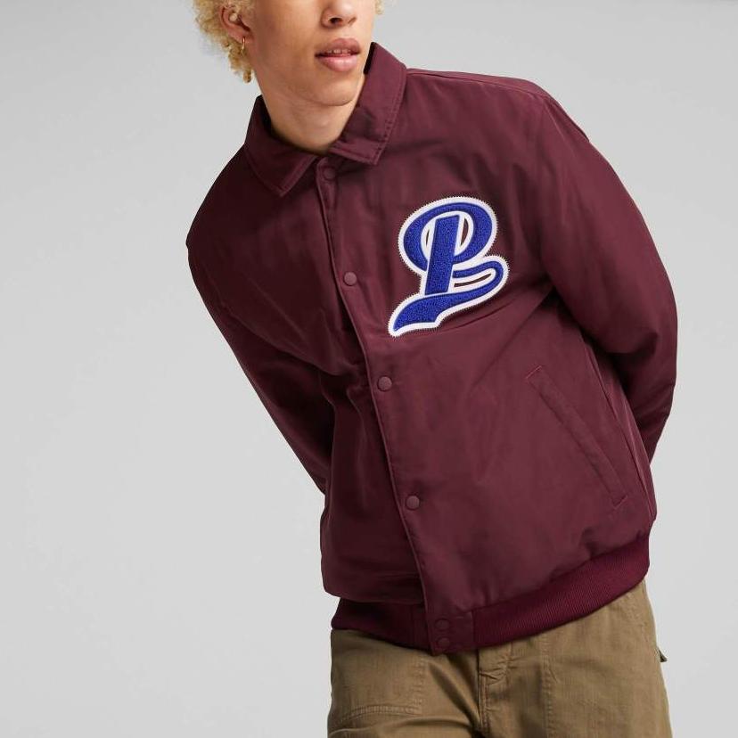 Puma Logo Graphic Single-Breasted Collar Jacket Men Outerwear Purple 539272-42