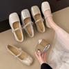 French Silver Single Shoes Women's Summer 2025 New with Skirt, Beautiful Flat Bottom, Not Tired Feet, Mary Jane Small Leather Shoes In the Evening