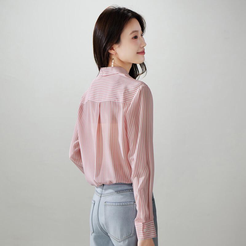 Camicia da donna a righe rosa in seta SOFSIL