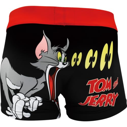 Undercoo Tom & Jerry Surprise Black 3-Panel Boxer Briefs for Men, Black