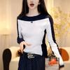 Autumn/Winter 2025 Women's Colorblock Slim Fit Long Sleeve T-Shirt