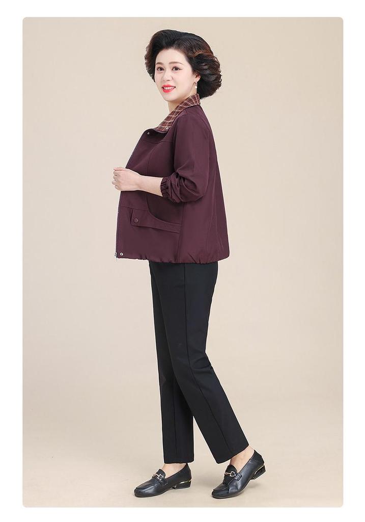 Plus Size Women's Lapel Maternity Coat, Spring/Autumn Jacket for Middle-Aged & Elderly, 50s-60s Fashion.
