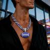 Vollbesetzter farbiger Rugby-Legierungsanhänger mit Diamanten, Europäische und Amerikanische Hip-Hop-Kette, Farbige Cuban Chain, Herrenhalskette