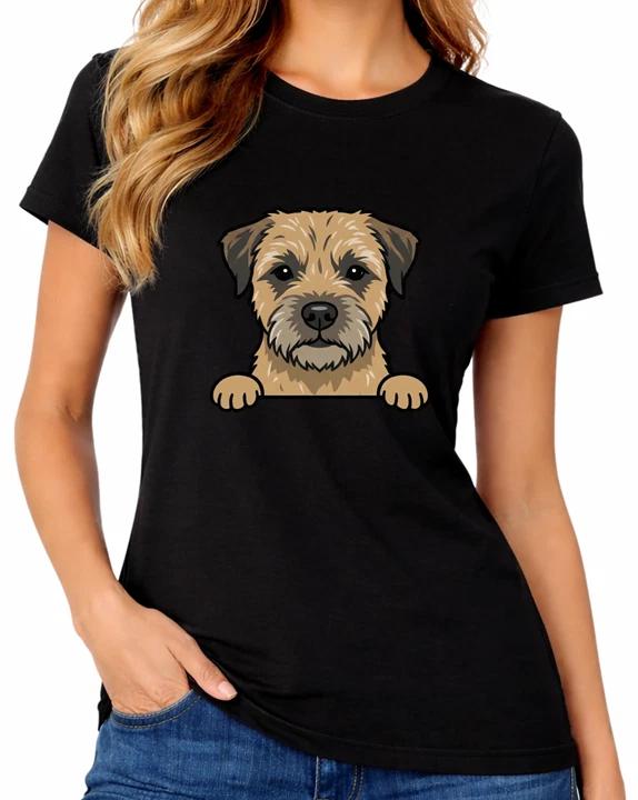 Border Terrier Dog T-Shirt Cute Puppy Pet Lover Animal Womens Tee XXL