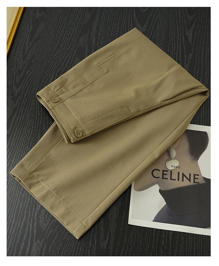 Women's Khaki High-Waisted Cropped Wide-Leg Pants - Petite, Spring/Autumn 2026