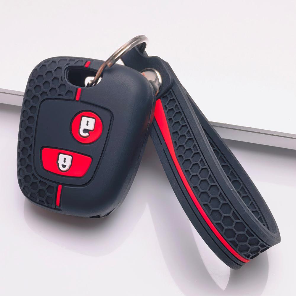 Honeycomb Car Key Cover for Peugeot 107 207 307 407 206 306 406 Citroen C1 C4 C2 C3 with Keychain Non Slip Grip Soft Silicone Car Remote Key Sleeve
