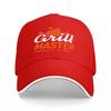 Grill Master Logo Baseball Cap Black with Orange and White Design Classic Adjustable Hat for Outdoor Cooking Enthusiasts