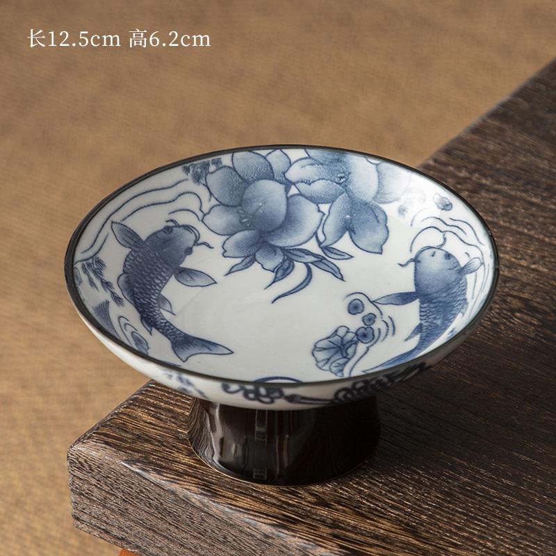 Čínska keramická miska na ovocie Modrobiely porcelán Vysoká noha Tanier na čajové pečivo Vynikajúci keramický šperk Tácka na odkladanie čajových šálok