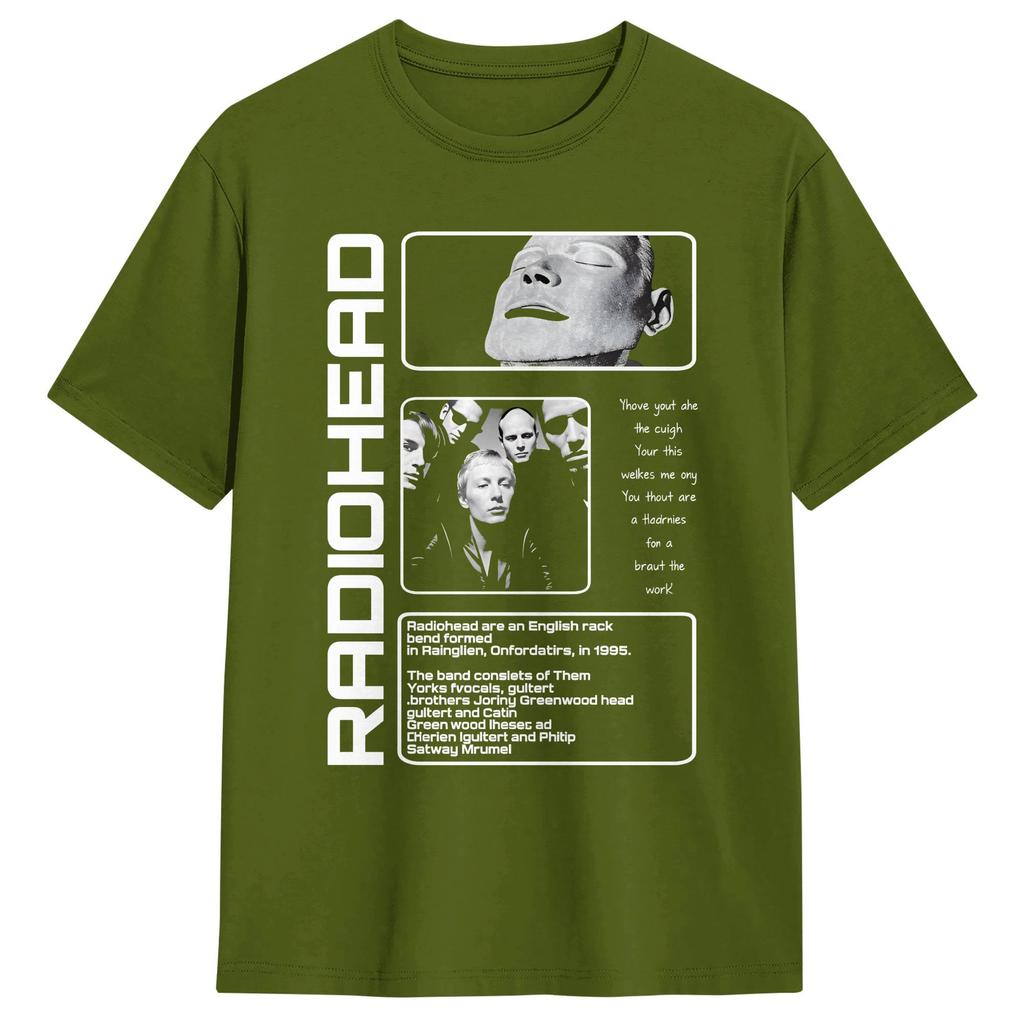 Mens TShirts Radiohead Band Vintage 100 Cotton Tees Short Sleeve T Shirt Round Collar Clothes Plus Size