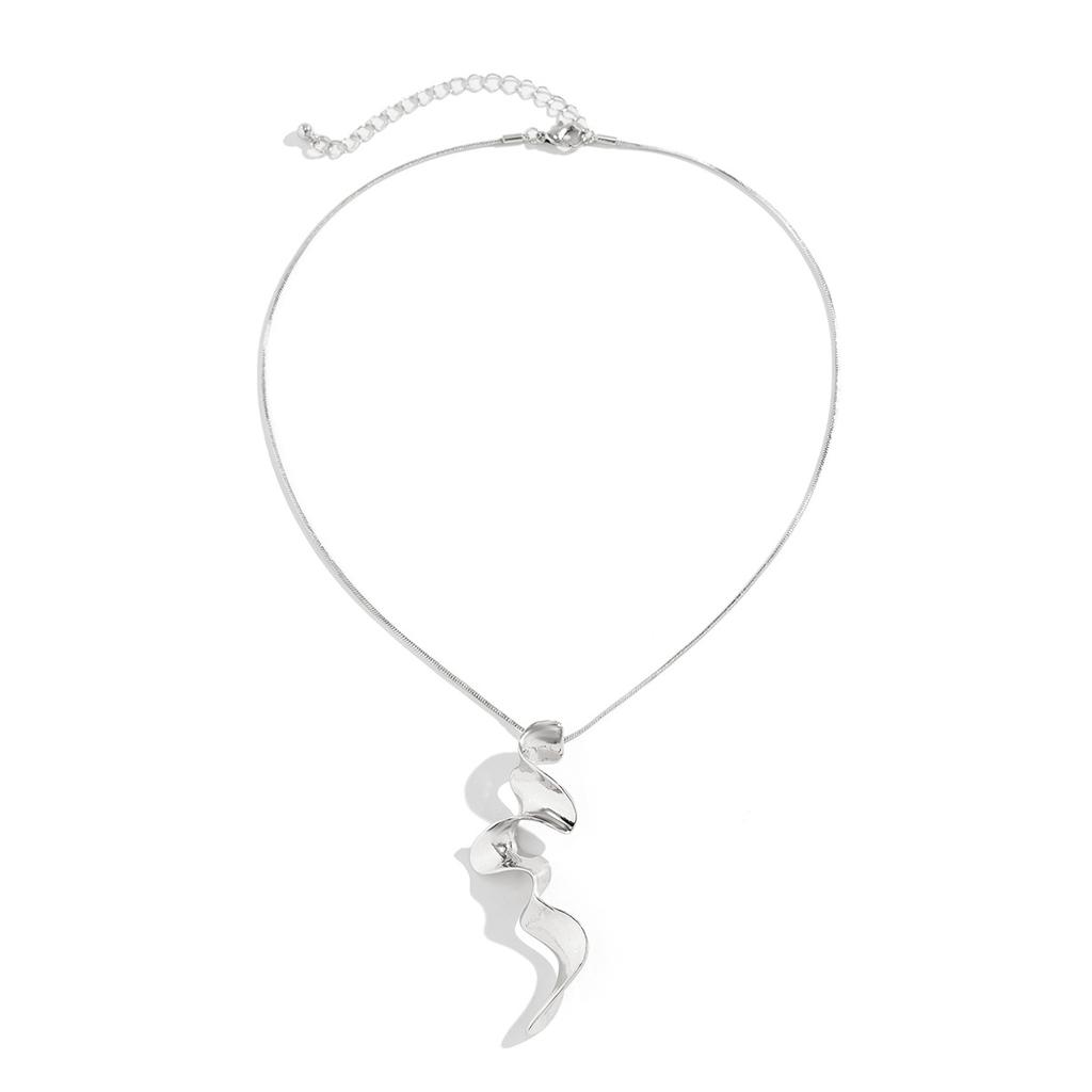 Cold wind twisted design necklace, spiral liquid metal necklace
