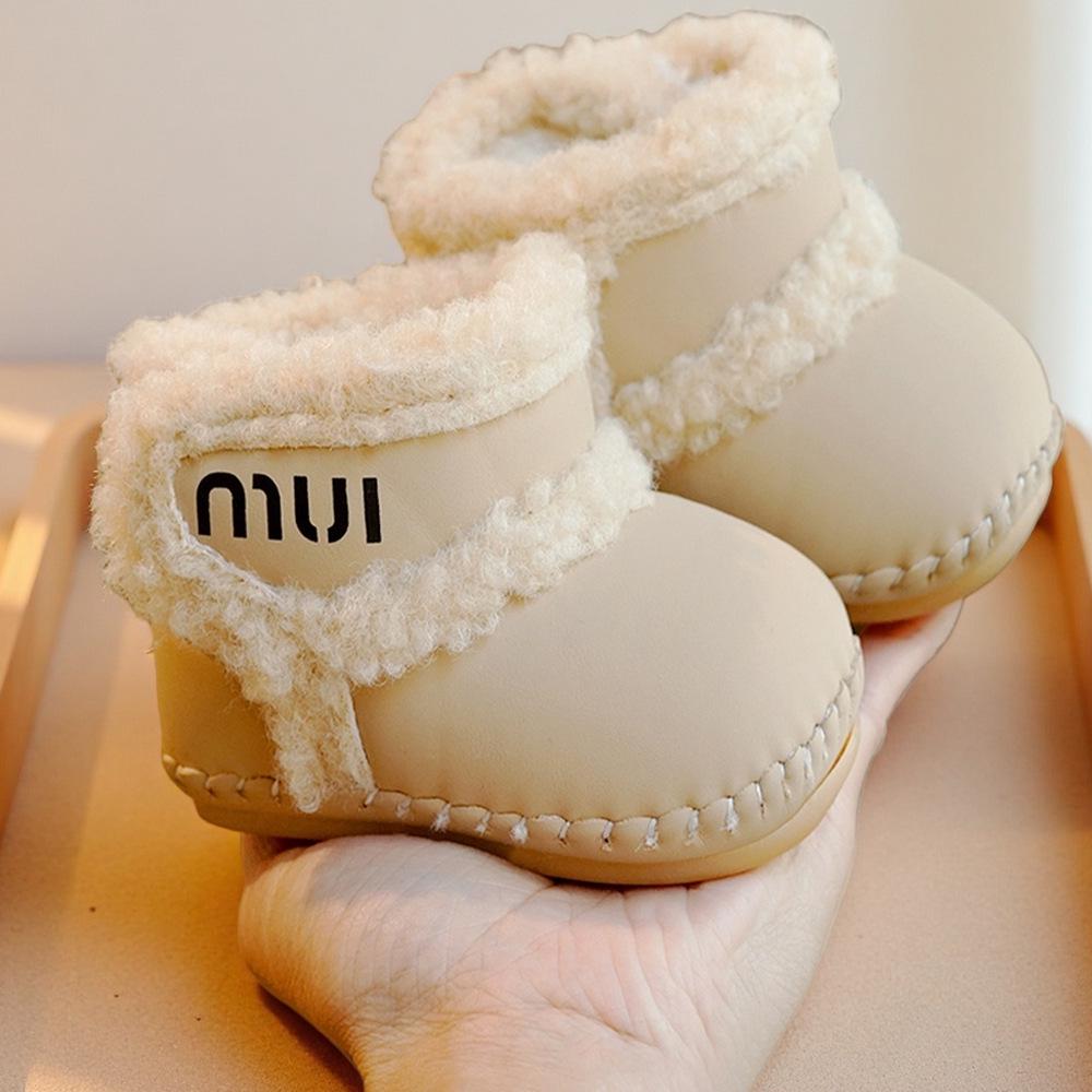 Infant Soft Sole Non-Slip Winter Walking Shoes with Velvet Lining, 0-1 Year