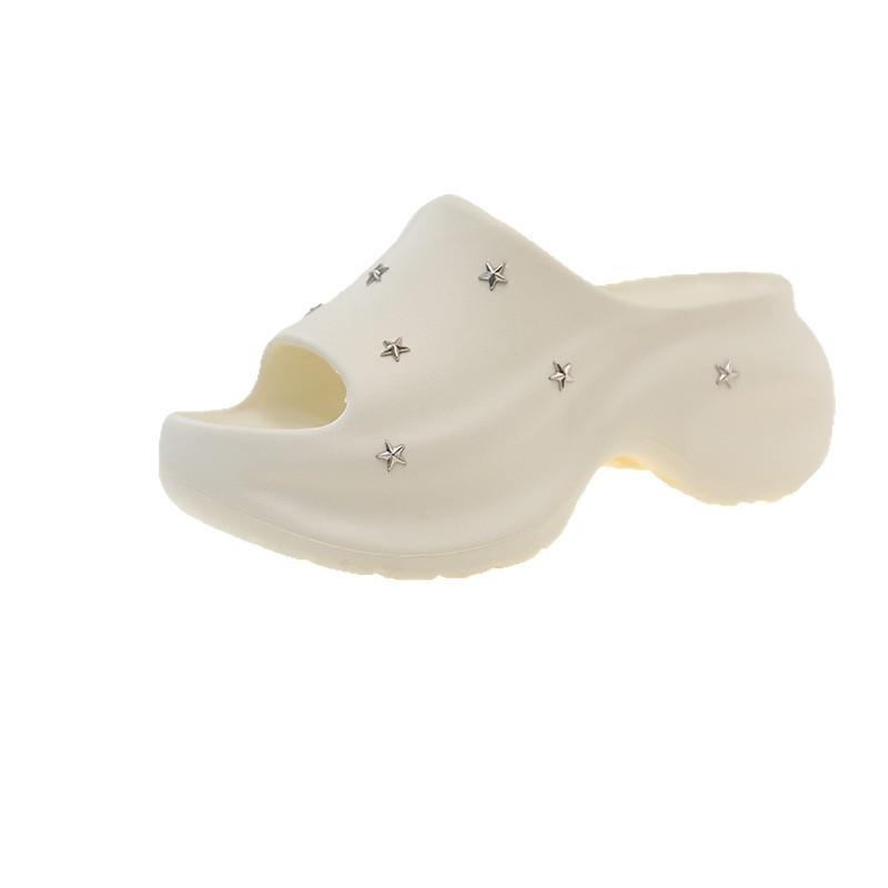 Stylish niche small man taller thick-soled cool slippers women's summer wear fashionable white wedge heels high heels sandals
