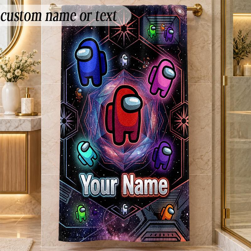 Beach TowelAmong Us Custom Name Text Personalized Soft Towel for Beach Pool Indoor Home Decor Gift