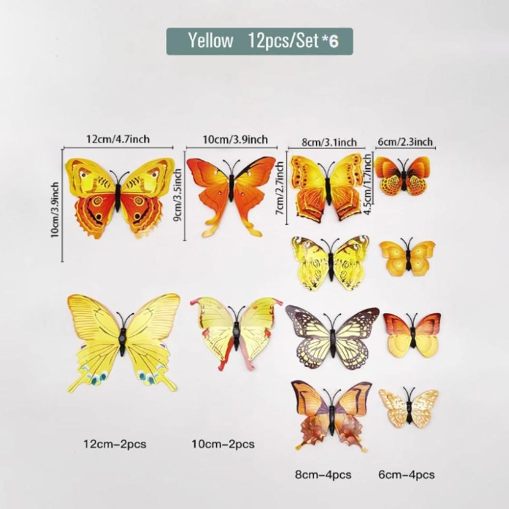 3D Double Layer Butterfly Wall Stickers 72 PCS PVC Decals for Enhancing Wall Decor in Living Rooms and Bedrooms