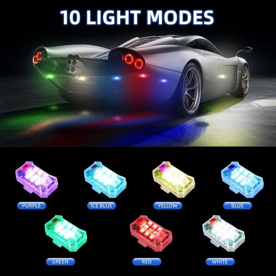 Uzaktan Kumandalı Kablosuz LED Çakar Işıklar Su Geçirmez Şarj Edilebilir 500mAh Yüksek Parlaklıkta Flaş Araba Gece Uyarı Işıkları Araba Motosiklet Bisiklet için