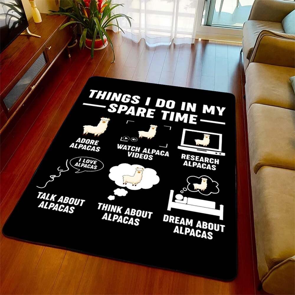 Alpaca 3D Printing Carpet Animal Decoration Rug Mat Funny Birthday for Friend Living Room Bedroom Kids Room Rugs Mat Home Decor
