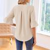 Women Shirt V-Neck Half Sleeve Ruffle Trim Pullover Tops Pure Color Regular Fit Casual Shirt Tops Work Party Vacation Wear