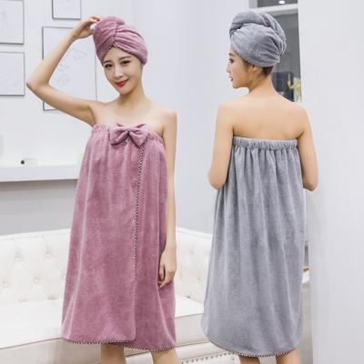 New Bath Skirt Dry Hair Cap Female Chest Sling Can Wear Can Be Wrapped In Bath Towels Do Not Drop The Hair Bath Towel Bath Cap Quick Dry Bathrobe