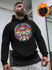 Unisex Fleece-Lined Hooded Sweatshirt, Textured Plush Lining Warm, MERRY CHRISTMAS Santa Claus Beer Christmas Print, Autumn Winter Fleece-Lined Sweats