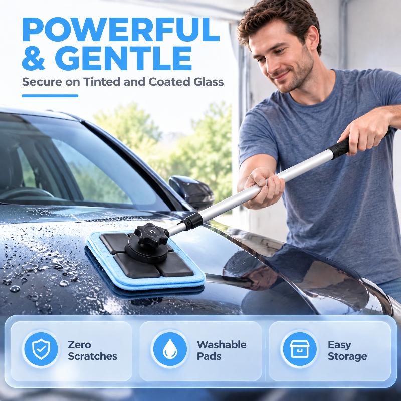 1 Set Microfiber Washable Pad Extendable Handle Cleaning Tool Telescopic Car Windshield Cleaner For Auto Window Glass Care