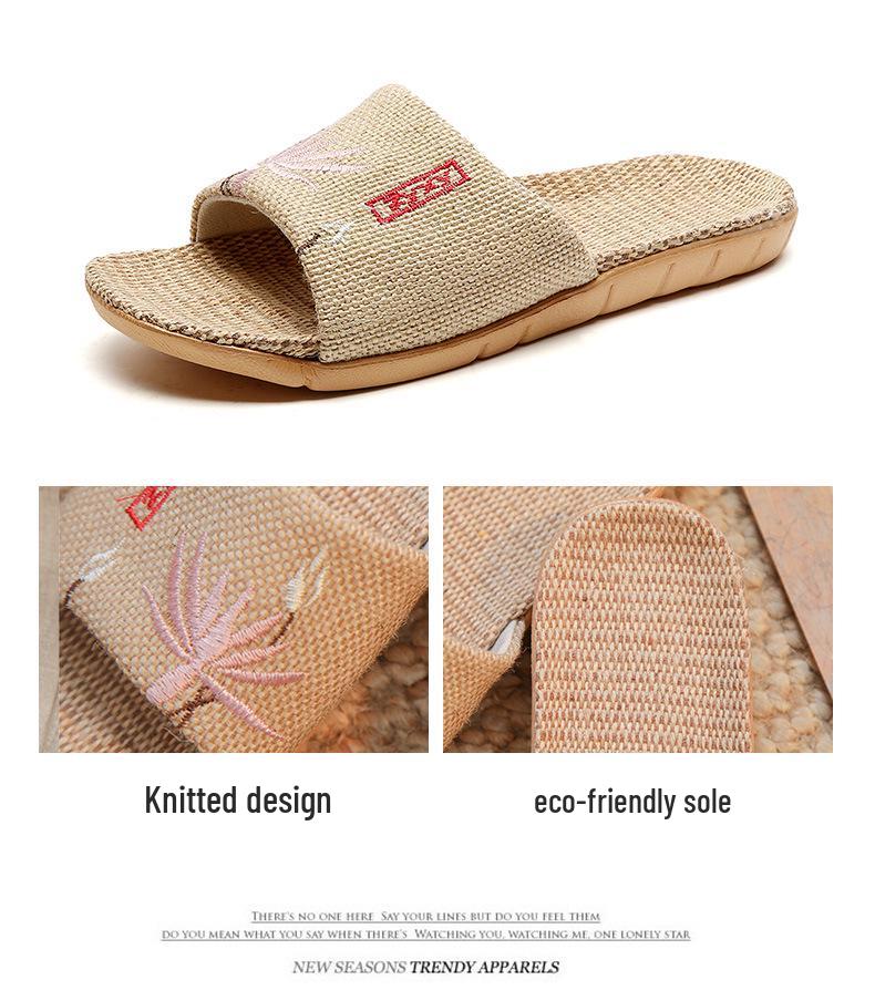 Summer Linen Embroidered Non-Slip Slippers for Men & Women