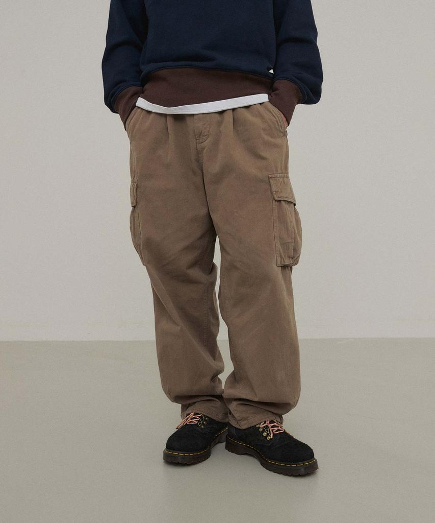 WMC Washed Elastic Cargo Pants_Khaki