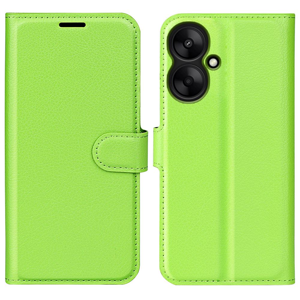 

For Xiaomi Redmi 13C 5G/Redmi 13R 5G Case Leather Phone Cover Litchi Texture Green