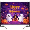 Ghost Pumpkin Halloween Banner - Perfect for Party Backdrop and Photo Booth Durable Polyester Fabric Decoration Item